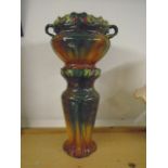 Art Nouveau style jardiniere on stand, as found.
