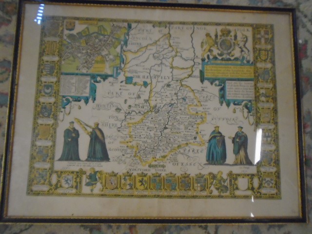 2 Repro maps 1729 framed map of France/England channel and 1729 map of Darbyshire - Image 3 of 3
