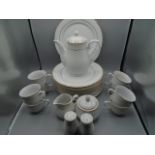 Trade winds white and gold part dinner service 21 pieces comprising of 8 plates, 8 cups, s&p pots,