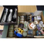 box of mixed china including wade, carltonware, horse ornament, cutlery canteen etc