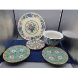 Oriental decorative plates, charger and vase