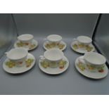12 x cups and saucers decorated with fruits, from china
