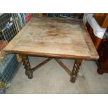 Oak Barley Twist Draw Leaf Table 48 x 42 1/2 inches closed 29 1/2 inches tall