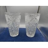 A pair of cut glass vases 15cm tall