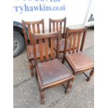 4 Oak Slat Back Chairs