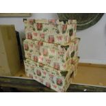 3 Graduated Lidded Storage Boxes with Rose Design ( largest 19 x14 inches 9 tall )