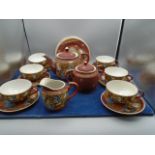 Japanese tea set for 6, 6 cups and saucers, 6 side plates, teapot, sugar bowl and milk jug