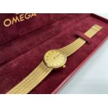 A lady's 9 carat gold wristwatch, signed Omega, De Ville, circa 1975, mechanical lever movement,