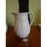 Victorian jug with glazed blue inner, 20cm tall