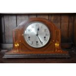 Edwardian mantle clock with Westminster chimes, with key but no pendulum, 41 x 25 cm
