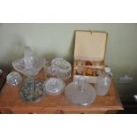 Quantity of glassware to incl boxed glasses, lidded pots, basket etc