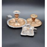 3 copper candle holders