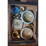 Quantity of studio pottery ware incl candlesticks, bowls, planters etc