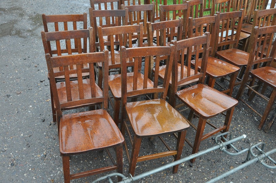 set of 10 antique school chairs