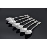 Six French sterling silver French teaspoons embossed with the crests of French towns/cities incl