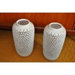 Pair of white vases 37cm tall