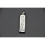 Britannia silver (958 purity) ingot pendant 30.4 grams 4cm long