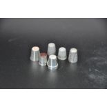 6 English sterling silver thimbles, all fully marked, various dates, 3 of the thimbles have