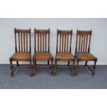 Four barley twist oak framed chairs