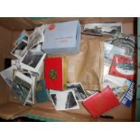 Box of photographs, postcards and coronation book
