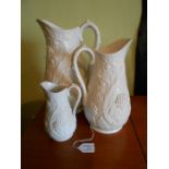 Set of 3 graduated jugs, tallest 28cm