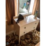 Vintage painted oak dressing table 76 x 40 x 76 cm excl back plus matching 2 drawer chest 76 x 40
