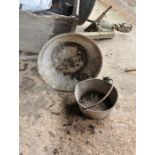 Enamelled bowl and galvanised bucket