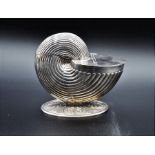 A Victorian silver plated spoon warmer, realistically modelled as a Nautilus shell with a hinged lid