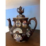 Victorian barge ware 'A present from a friend' teapot 28cm
