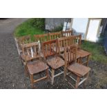 set of 10 antique school chairs