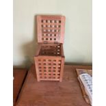 Hardwood lidded storage box 26 x 26 x 30cm plus 2 other jewellery boxes incl contents and a wicker