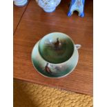 Handpainted cabinet cup and saucer with pheasant design