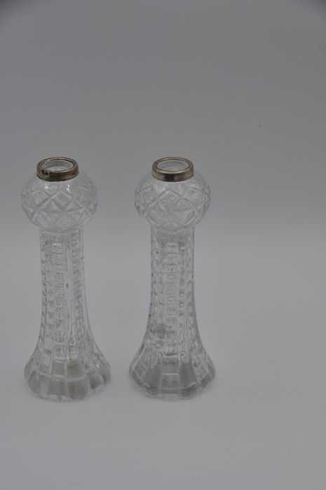 Pair of silver rimmed bud vases