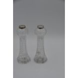 Pair of silver rimmed bud vases