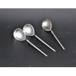 3 English sterling silver teaspoons modelled on spoons from the Roman Imperial period, fully