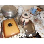 Quantity of kitchenalia etc to incl stainless steel trays