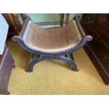 Victorian oak x-frame window seat/stool 48 x 67cm (seat height 44cm)