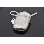 English sterling silver vesta case, Birmingham 1911 (m), maker Minshull & Latimer (M&L), sub