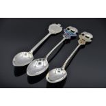 Three shooting interest teaspoons - two sterling silver South India Rifle Association (SIRA), Barton