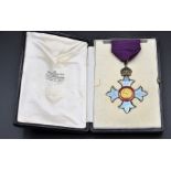 English silver gilt Commander of the British Empire (CBE) medal c1918-1937 civil issue with purple