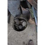 bucket of oil cans