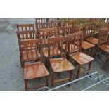 set of 10 antique school chairs