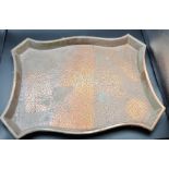 Hammered rectangular copper tray 46 x 38 cm