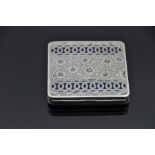 Continental 935 sterling silver compact, square in form with engine turned decoration to exterior,