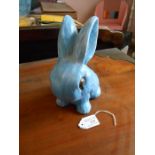 Sylvac style 1026 blue rabbit, 17cm tall to tip of ear