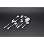 Eight English sterling silver condiment spoons incl 3x Chester 1914 (o) maker Edward and John