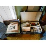 Two suitcases of photographs, slides and postcards plus large photo prints etc