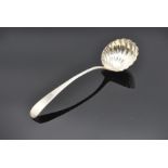 English sterling silver serving/punch ladle, the bowl in the form of a scallop shell, London 1792 (