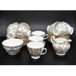 Royal Vale part tea set comprising 11 cups and saucers, 11 sandwich plates, milk and sugar (full