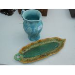 Vintage Arthur Wood 'wildflower' jug and Victorian Majolica cucumber dish by Ludwig Wessel Bonn R